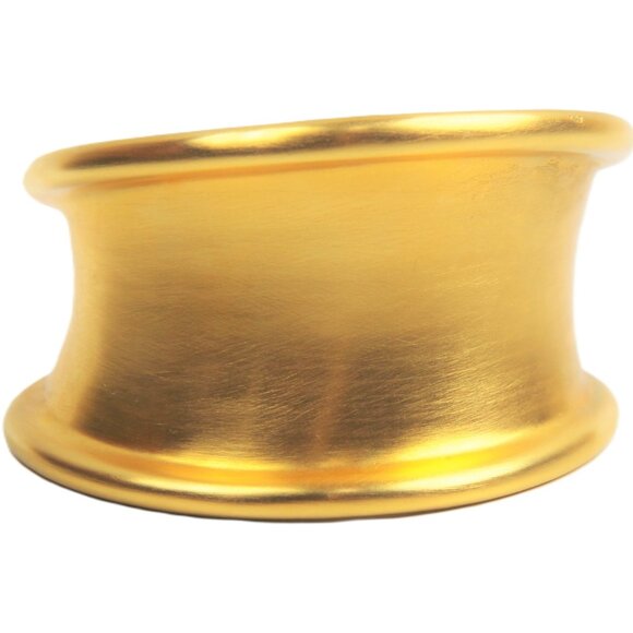 VINTAGE 1992 ROBERT LEE MORRIS HAND SIGNED MATTE GOLD PLATE CUFF BRACELET - Picture 1 of 6